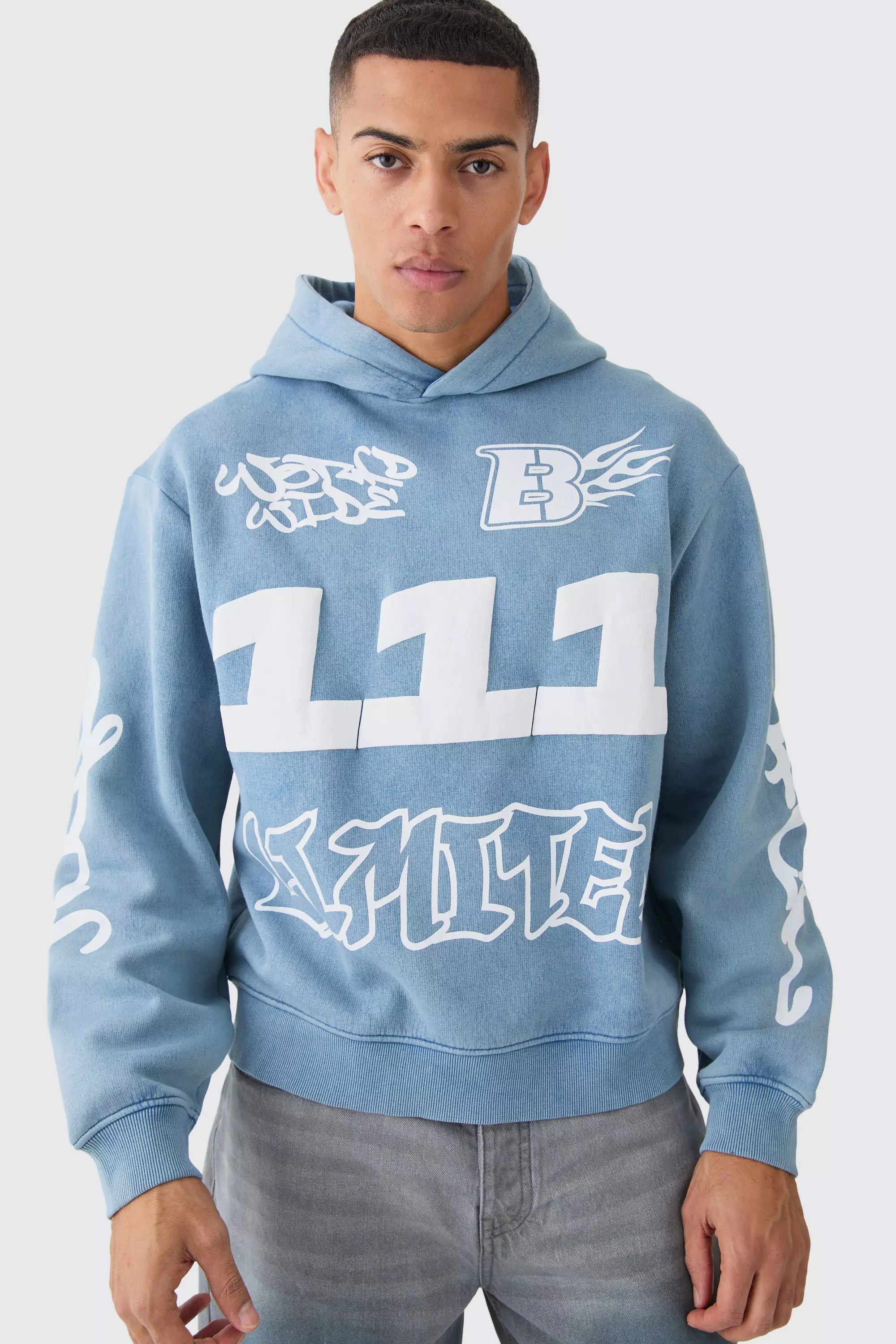 Off white blue online tape hoodie